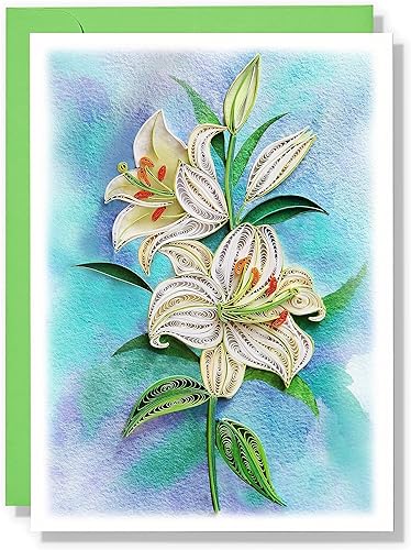 Tarjeta de lirio blanco, tarjeta de felicitación para todas las ocasiones, para cumpleaños, condolencias, pensando en ti, recupérate pronto, tarjeta