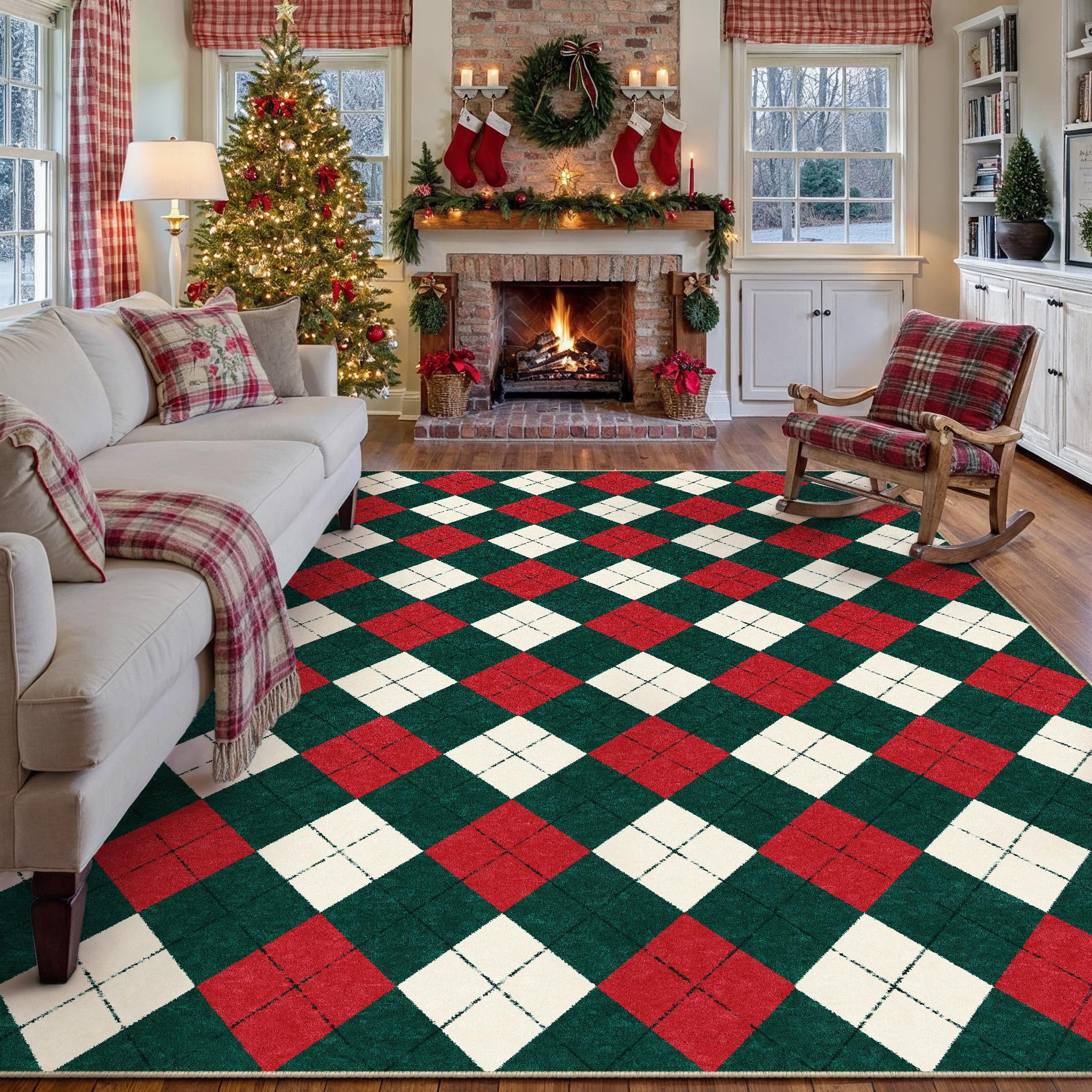 Amazon.com: HUGEAR Christmas Area Rug 6x9 Living Room Rug Machine