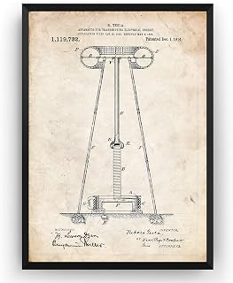 Magic Posters Tesla Patent Print - Apparatus For Transmitting Electrical Energy 1914 - Engineering Gift Engineer Science Vintage Blueprint Wall Poster Art - Frame Not Included