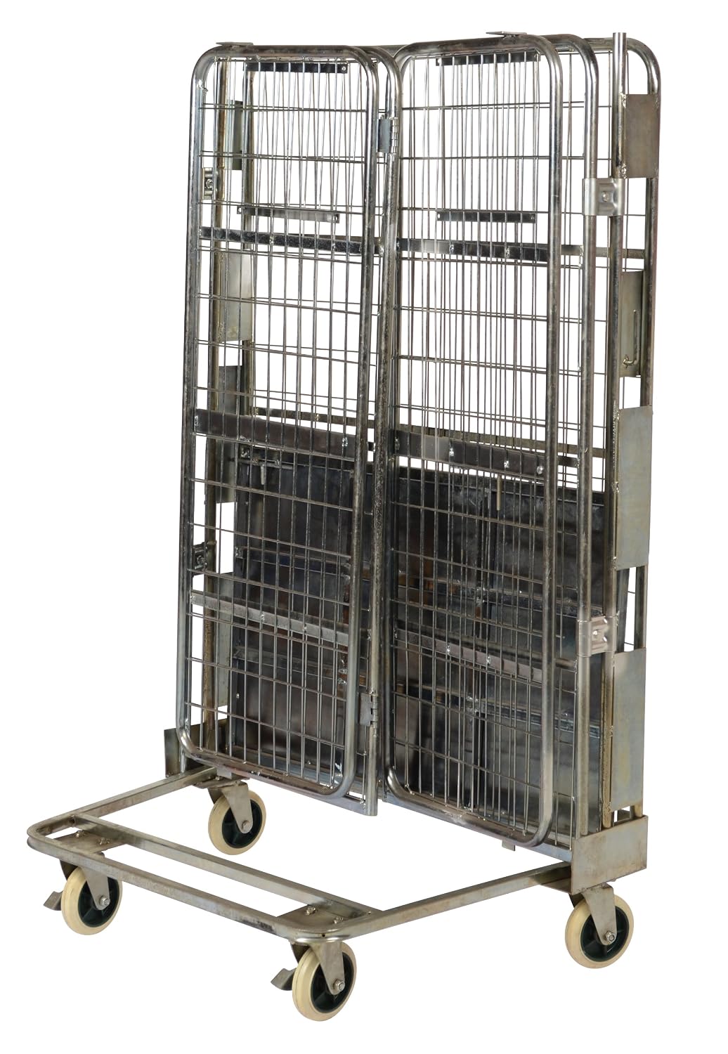 Vestil ROL-185 Galvanized Steel Foldable/Nestable Roller Container 1 Shelf 30 In. x 43-1/2 In. x 69 In. 660 Lb. Capacity Gray
