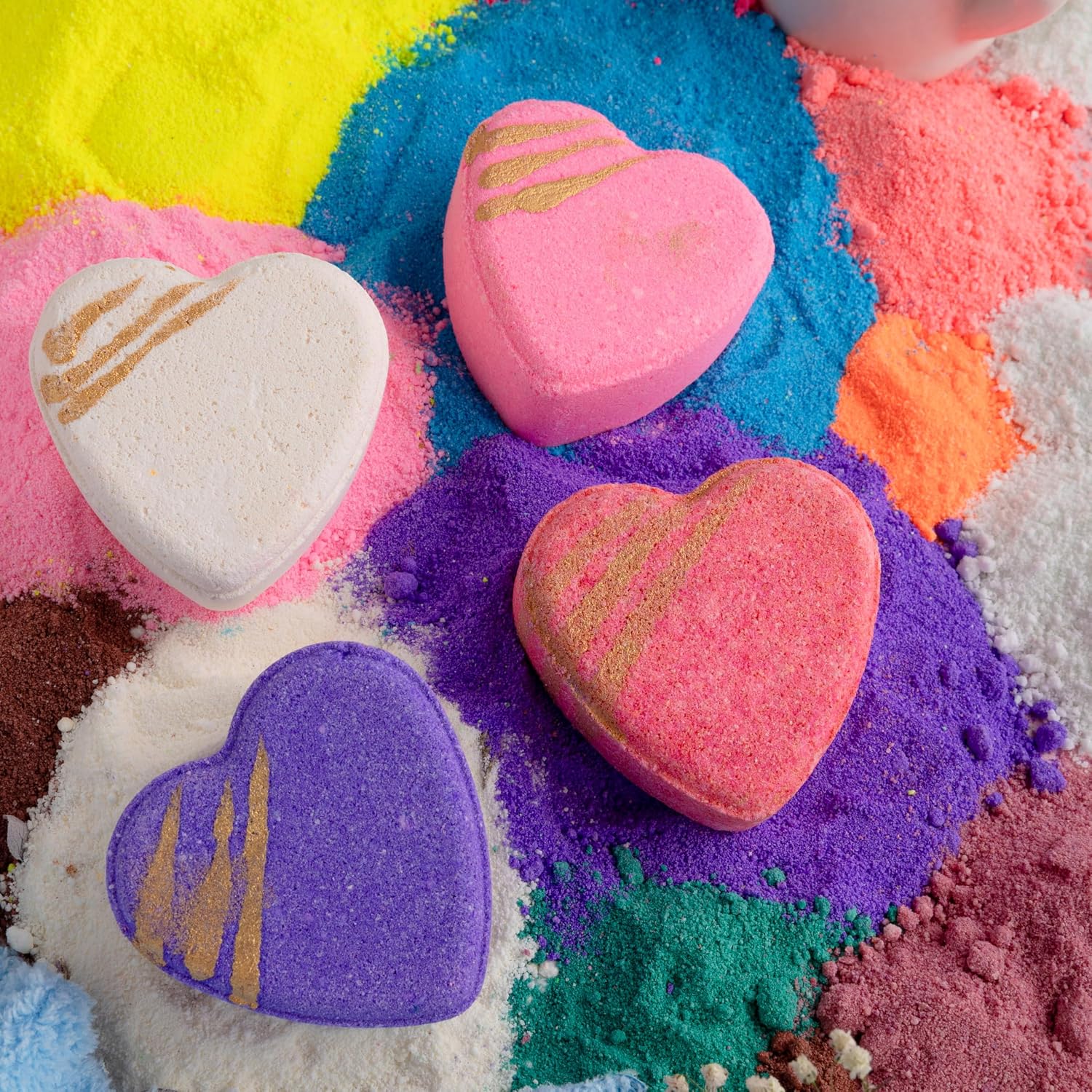 Heart Bath Bombs with Red Rose, Jasmine, Lavender and Lady Love Flavour - All Natural Handcrafted Aromatic Fragrance - Bath Gift for Kids, Men & Women 60 Gm Each (Pack of 4)