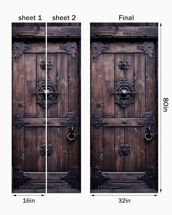 FLFK Door Mural Sticker - Wooden,Peel and Stick,Combined Size 32"x80",Split into 2 Pieces by FLFK - Image 2
