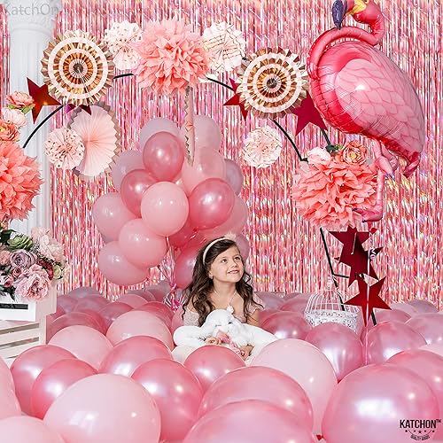 Miniatura 8 de KatchOn, Cortina holográfica con flecos de oro rosa, grande, 3.2 x 8 pies, paquete de 2  Telón de fondo holográfico de oro rosa para decoraciones de