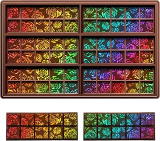 Rose Holographic Chocolate Bar Mold Silicone, Rainbow Light Effect Chocolate Bar Deep Thick Molds for DIY Candy Dessert Baking, Candy, Wax Melts, Cake Decoration (Square)