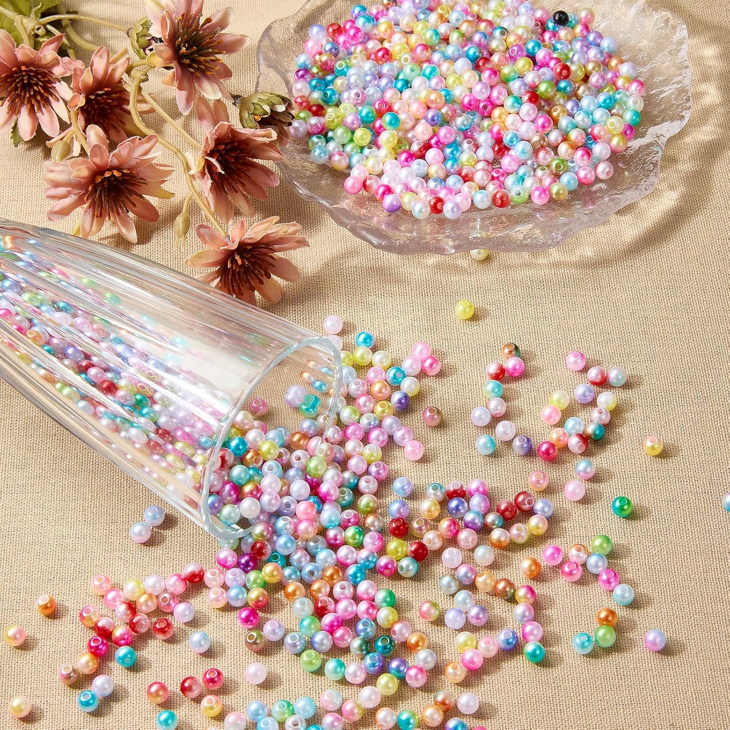 1000-1030Pcs Gradient Color Acrylic Imitation Pearl Beads for Jewelry Making Bulk Pretty Round Acrylic Beads for Bracelets Necklace Supplies Handmade Craft - Image 3