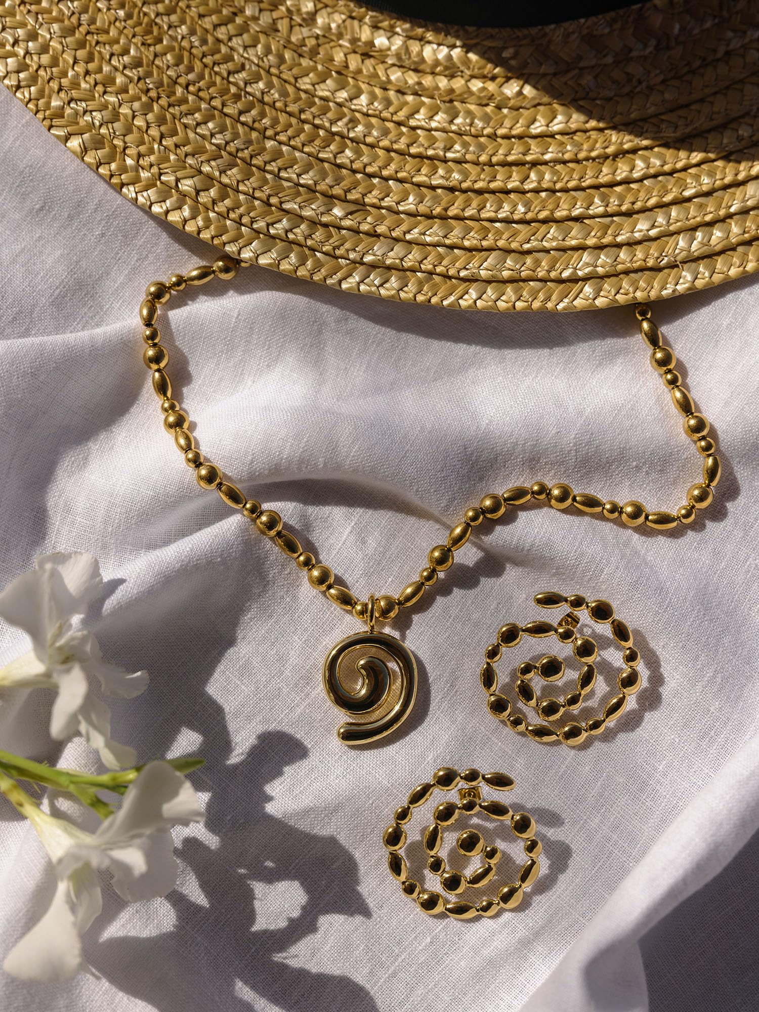 Purelei Swirl Kette – Statement Halskette Damen – Edelstahl 14K vergoldet/Roségold/Silber – Spiralanhänger abnehmbar – 40–45 cm verstellbar – Symbol Lebensreise