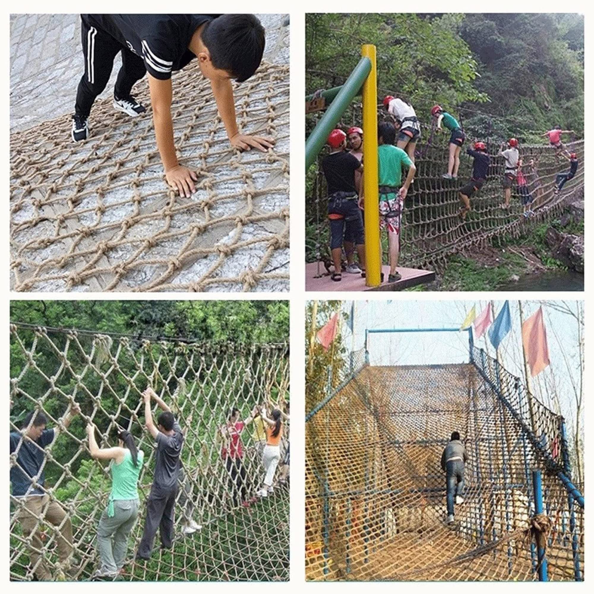 Siatka z liny konopnej dla dzieci, przegroda bezpieczeństwa na klatkę schodową, do wspinaczki, na zewnątrz, hamak, balkon, grubość 20 mm, ochrona przed dziećmi, łatwa w instalacji