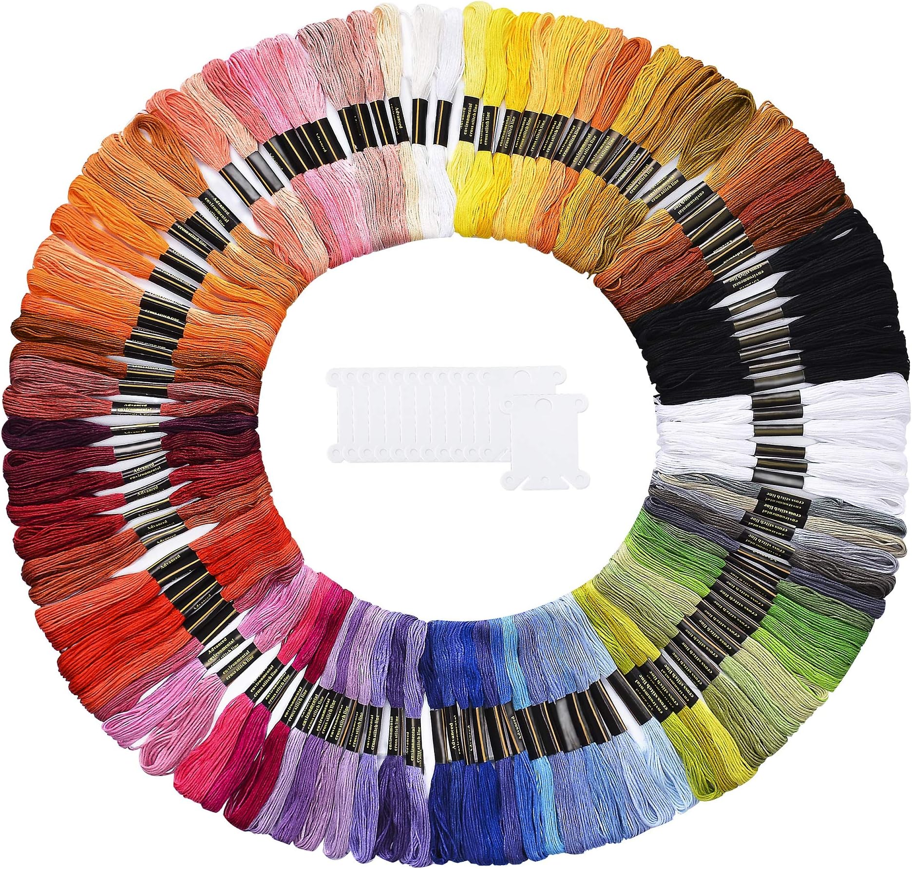 Peirich 112 Colors Embroidery Floss Includes Black and White Skeins Stranded Cross Stitch Floss Friendship Bracelets String Embroidery Thread with 12 Pieces Floss Bobbins