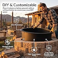 Vista 2 de Sunnydaze - Anillo para hoguera para exteriores, inserto de anillo redondo de acero resistente, bricolaje sobre o en el suelo, 45 pulgadas
