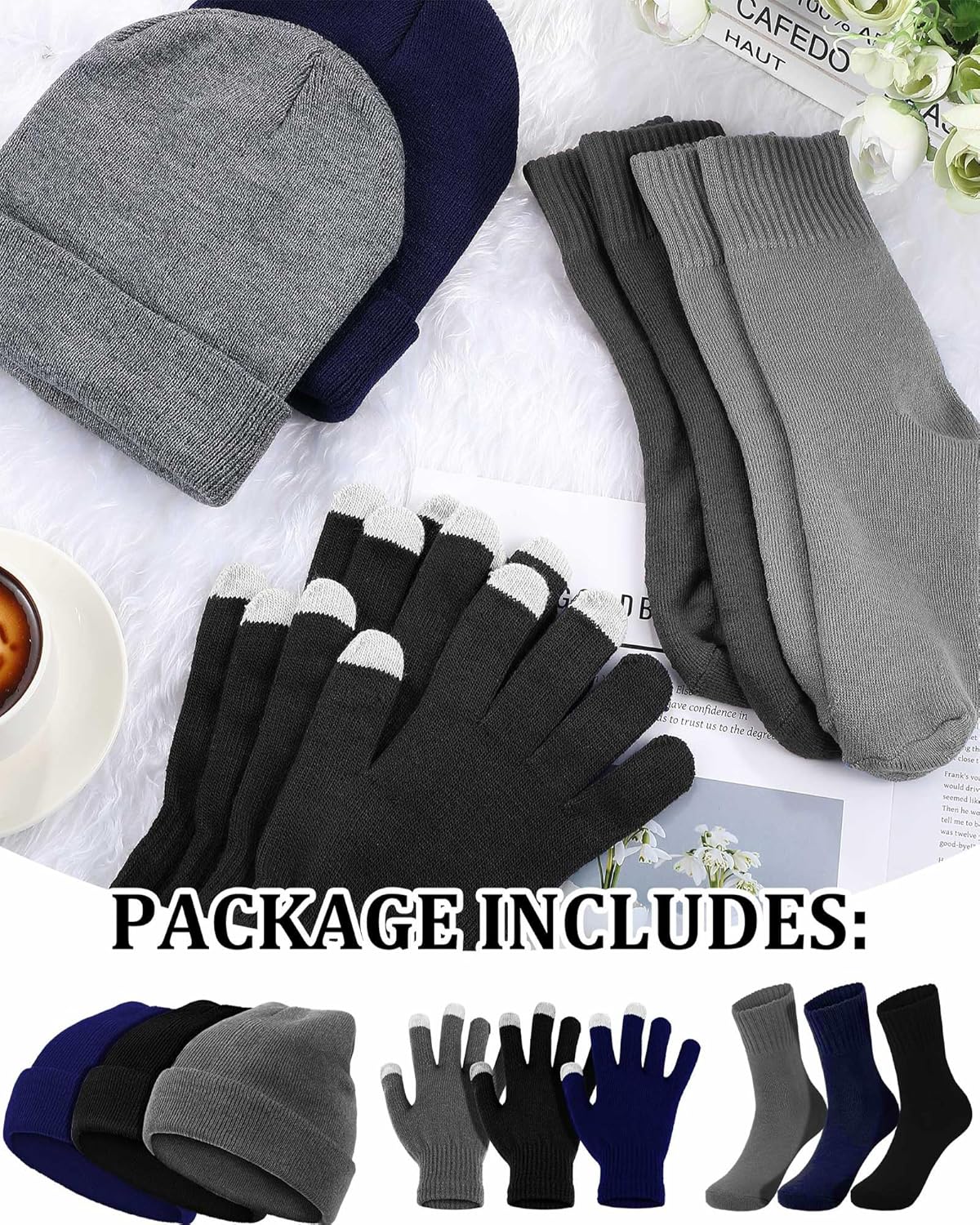 Panitay 150 pcs Bulk Winter Hats Gloves Socks Set for Homeless Donation, Care Package Supplies for Shelter Warm Gift - Image 3