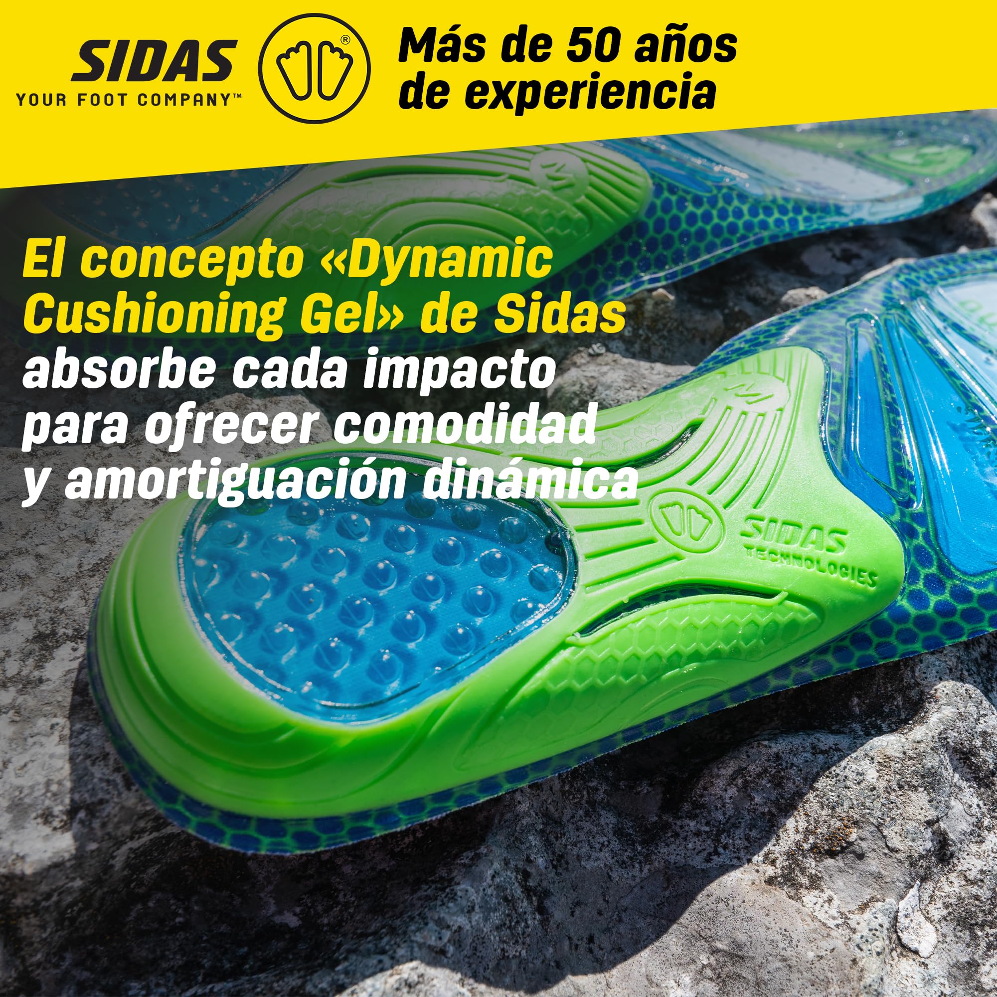 Sidas Outdoor Gel, Plantillas de Gel para Calzado de Diario y para Caminar, Plantillas para Actividades Outdoor, Transpirabilidad, Distribución de Impactos, Sujeción del pie