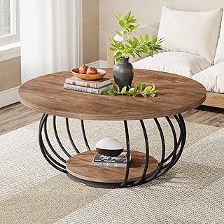 Tribesigns Round Coffee Table for Living Room, 39.4