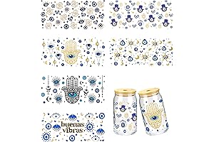 UV DTF Eyeglasses Transfer Stickers, Set of 6 Eye Theme Eyeglasses Rubbing Transfer Craft Stickers