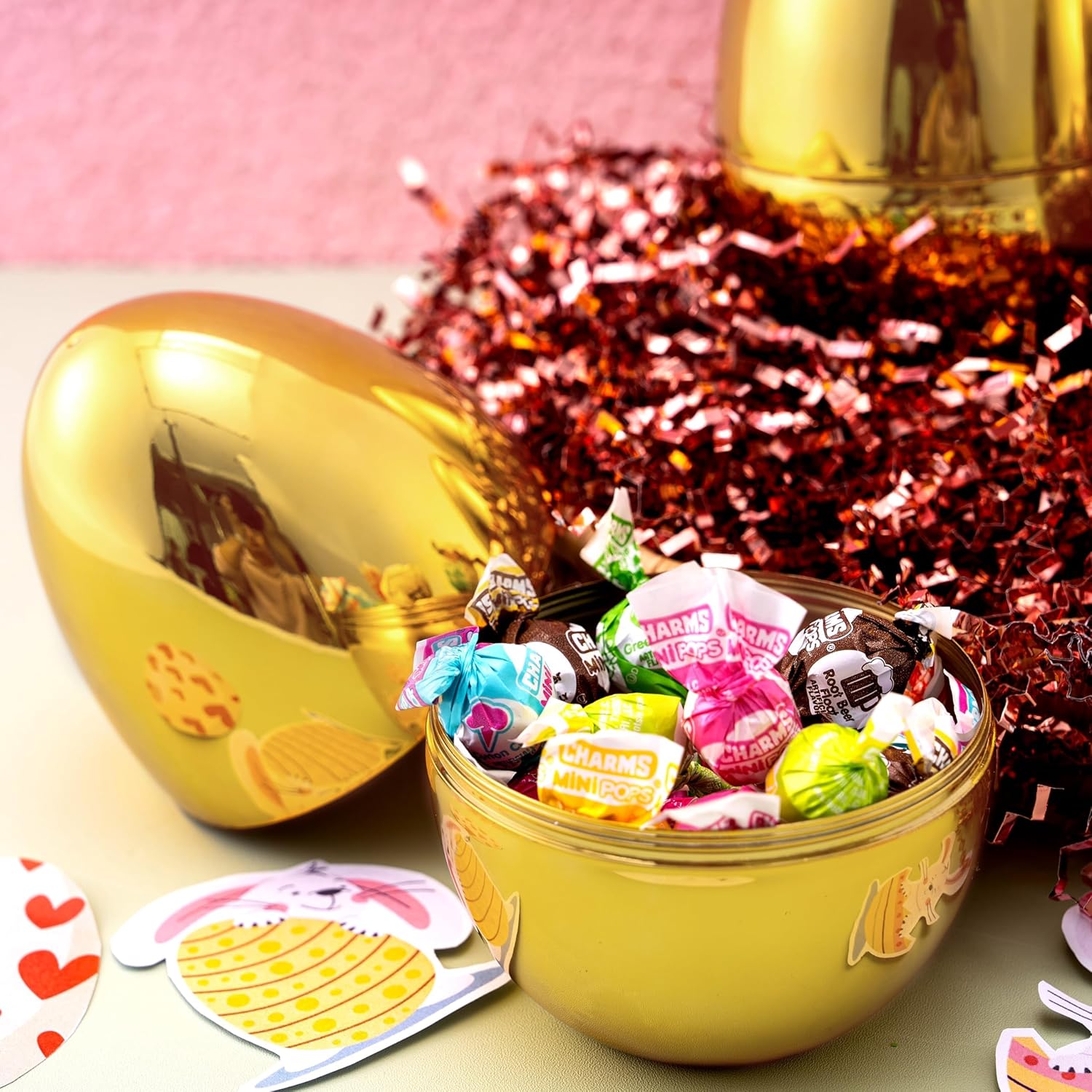 JOYIN 6 Pcs Large Gold Easter Eggs, 6 Inches Metallic Jumbo Plastic Eggs Fillable for Easter Themed Hunt Basket Stuffers Fillers Filling Treats Party Favor Classroom Prize Supplies