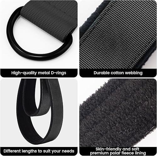 Miniatura 3 de 2 correas cómodas de doble bucle para Pilates de grosor mejorado, correa de anillo en D para gimnasio en casa y accesorios de entrenamiento de yoga