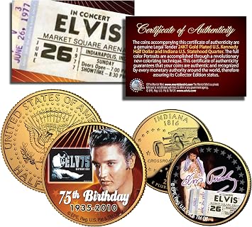 Elvis Presley Indiana Quarter & JFK 2 Coin Set *Officially Licensed* ELVIS75