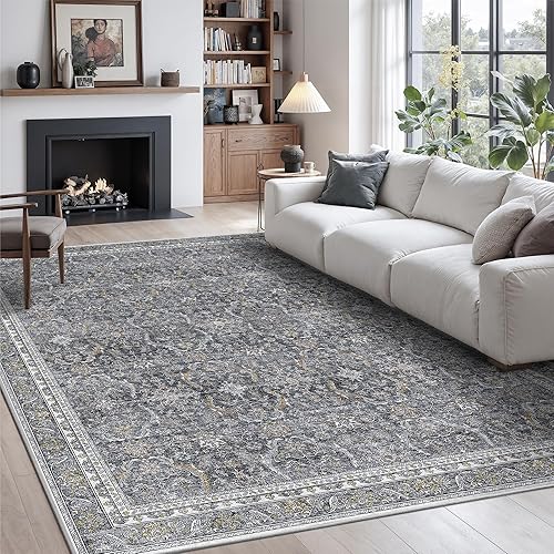 Miniatura 276 de Rugland Alfombras de área de 8 x 10, alfombra lavable resistente a las manchas, alfombras antideslizantes para sala de estar, alfombras tribales