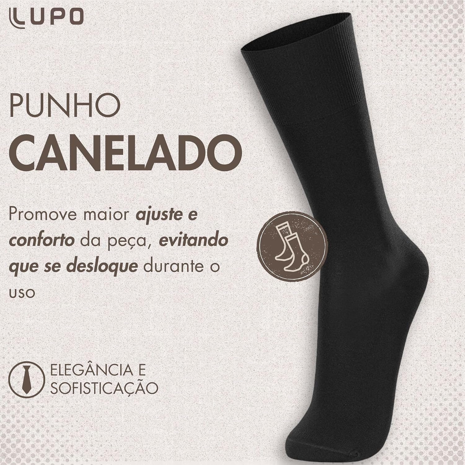 Kit 6 Pares Meia Social Masculina Lupo Em Microfibra De Poliamida