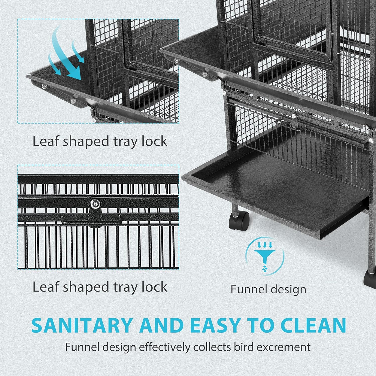 VIVOHOME 72 Inch Wrought Iron Large Bird Cage with Play Top and Rolling Stand for Parrots Conures Lovebird Cockatiel Parakeets : Pet Supplies