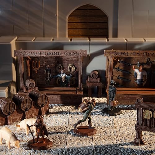 Miniatura 8 de Juego de mini figuras de fantasía hexagonales de 1 pulgada, 32 personajes únicos no jugadores, NPC, nobleza, comerciantes, campesinos, artistas,