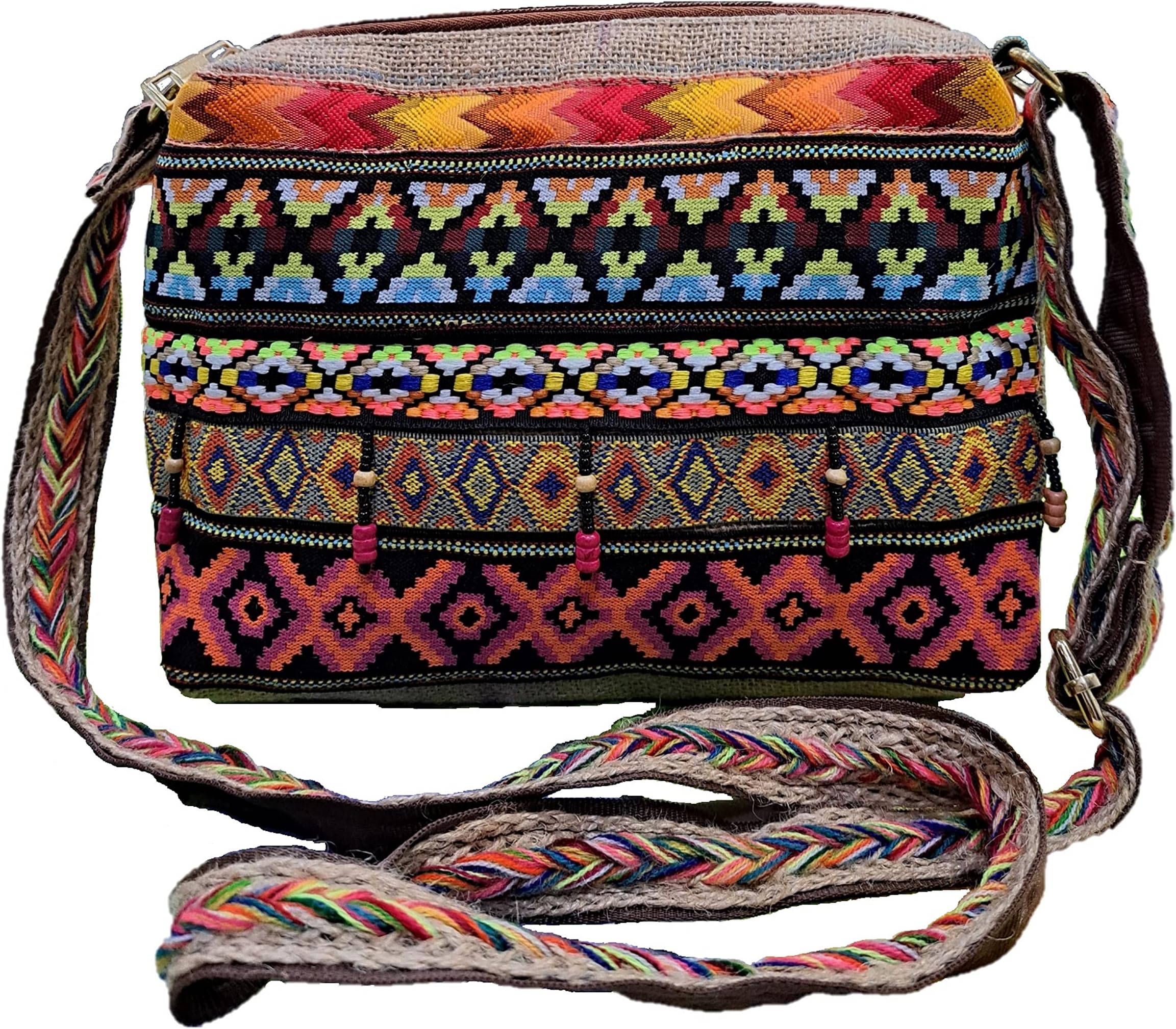 GenericFabjute Handcrafted Sling Bag For Women and Girls (Bohemian, Brown)