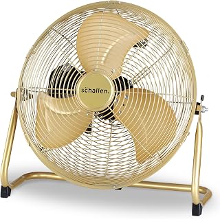 Schallen Champagne Gold Sturdy Metal High Velocity Cold Air Circulator Adjustable Floor Fan with 3 Speed Settings (14")