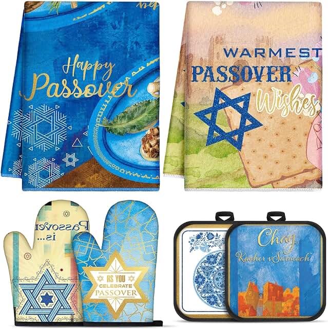 Passover Kitchen Towels, Mitts, and Pot Holders Set