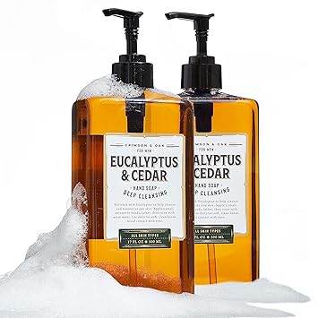 Body Prescriptions Crimson & Oak Mens Deep Cleansing Hand Soap with Pump Dispenser, 17 Fl Oz Pack of 2, Eucalyptus & Cedar