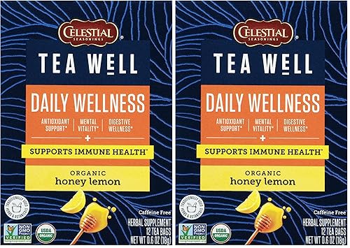 Vista 25 de Celestial Seasonings TeaWell Té de hierbas, jengibre limón, té orgánico de bienestar sin cafeína, 12 bolsas de té