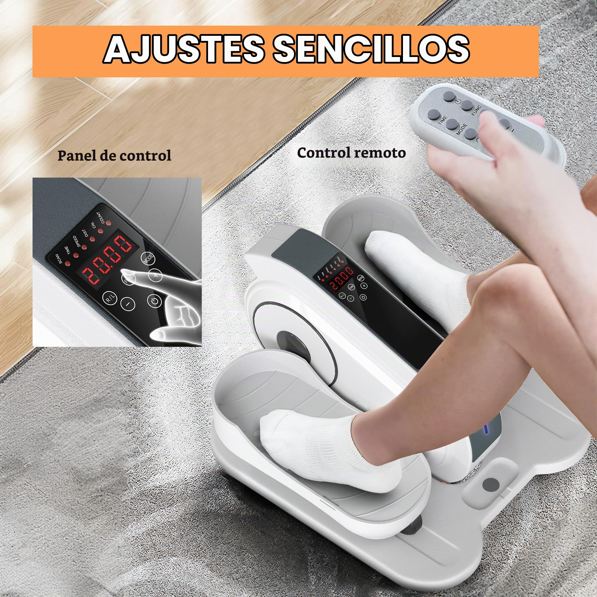 SPORTNOW Mini Entrenador elíptico bajo la Mesa Mini Cross Trainer para en casa Entrenador elíptico de piernas con Velocidad de 10 Pasos, Monitor LCD, Mando a Distancia, para la Oficina, Personas
