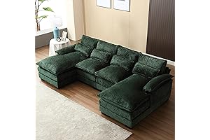 GNIXUU 110" Emerald Green Sectional Sofa: Modular Comfort, Double Chaise Luxury