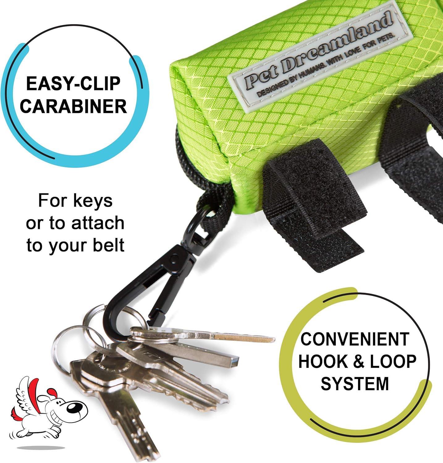 Exquisite Double Hands Free Dog Leash for Medium Dogs (Dark Grey and Pink) + Poop Bag Dispenser (Green)