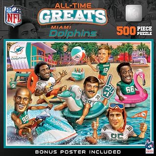 MasterPieces 500 Piece Sports Jigsaw Puzzle for Adults - NFL Miami Dolphins All-Time Greats - 15x21
