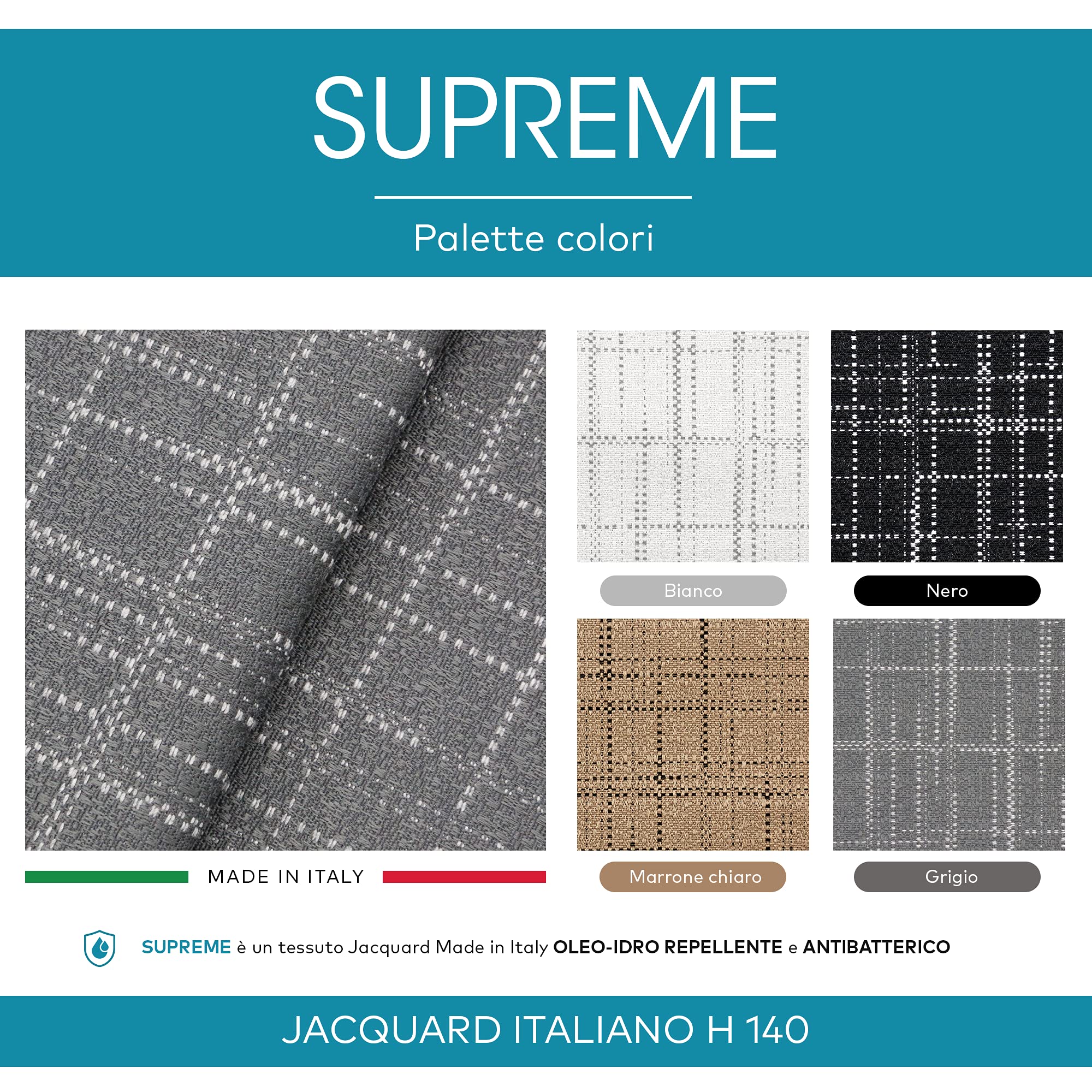 DESHOME Supreme 10 metri - Tessuto al metro Antibatterico Idrorepellente Jacquard Italiano Stoffa per tappezzeria divani, poltrone, cuscini, sedie (Crema)