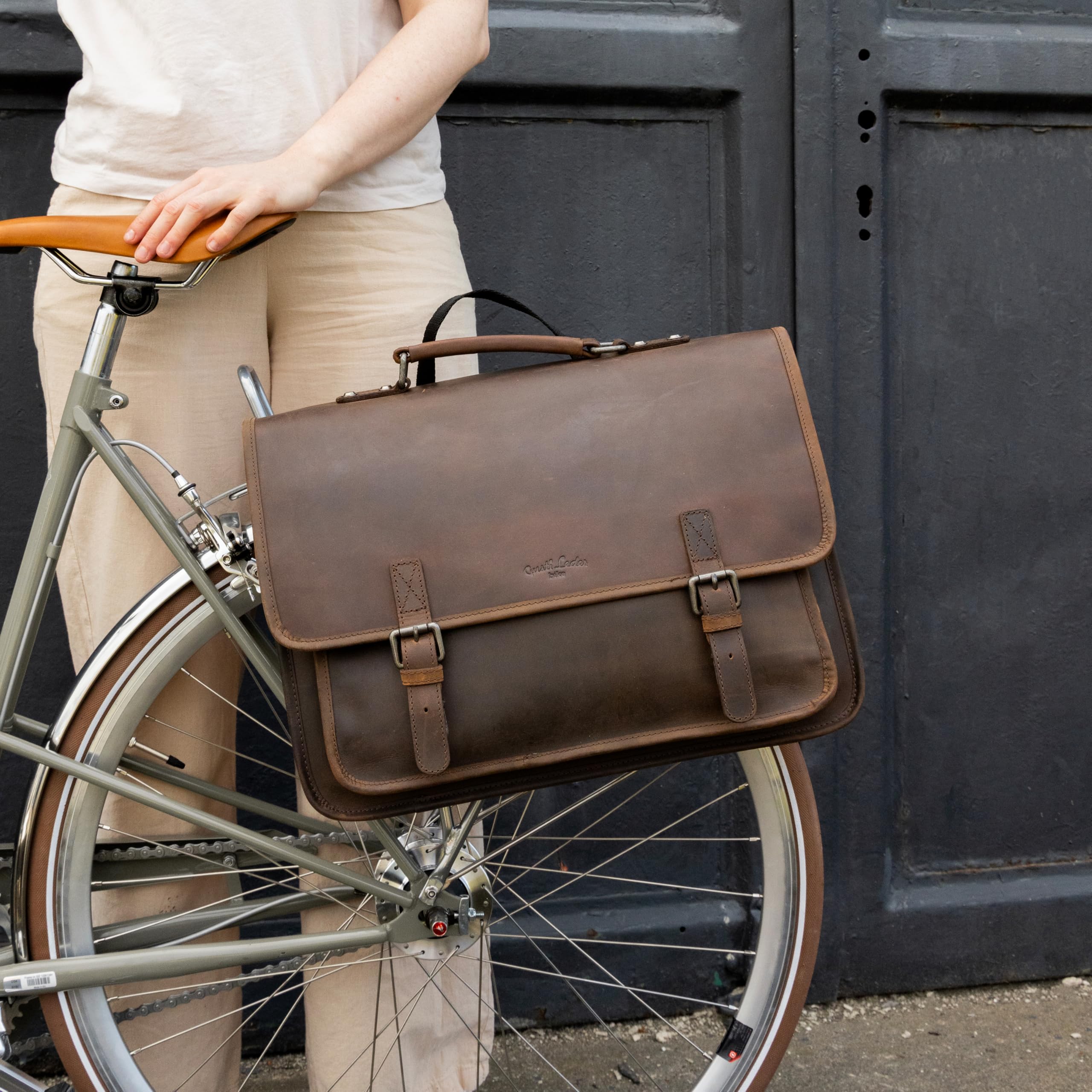 Gusti Gepäckträgertasche Leder - Matthew S. Damen und Herren Aktentasche Fahrradtasche Lehrertasche Bürotasche Arbeitstasche Ledertasche Vintage Leder