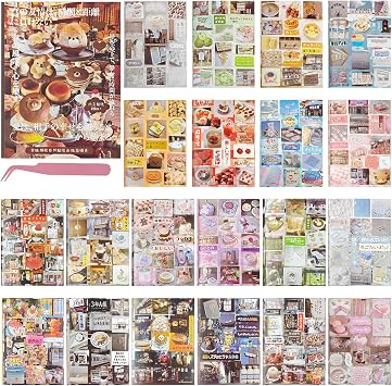 Japanese Retro Sticker Book - 320+ Vintage Japanese Aesthetic Stickers, 20 Sheets of Kawaii Food, Drink, Scenery & Daily Life Designs for Journaling, Phone Case & DIY Crafts 4.1 x 5.8inch