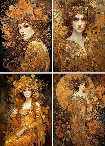 Imanes para nevera ~ Hermosas mujeres de hadas otoñales ~ 4 imanes decorativos de vinilo flexible de 3 x 4 pulgadas