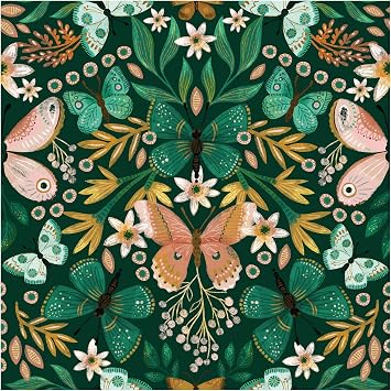 HAOKHOME Boho Peel and Stick Wallpaper Vintage Butterfly Floral Removable Contact Paper for Bathroom Accent Wall Powder Room Self Adhesive Vinyl 17.3in x 118in