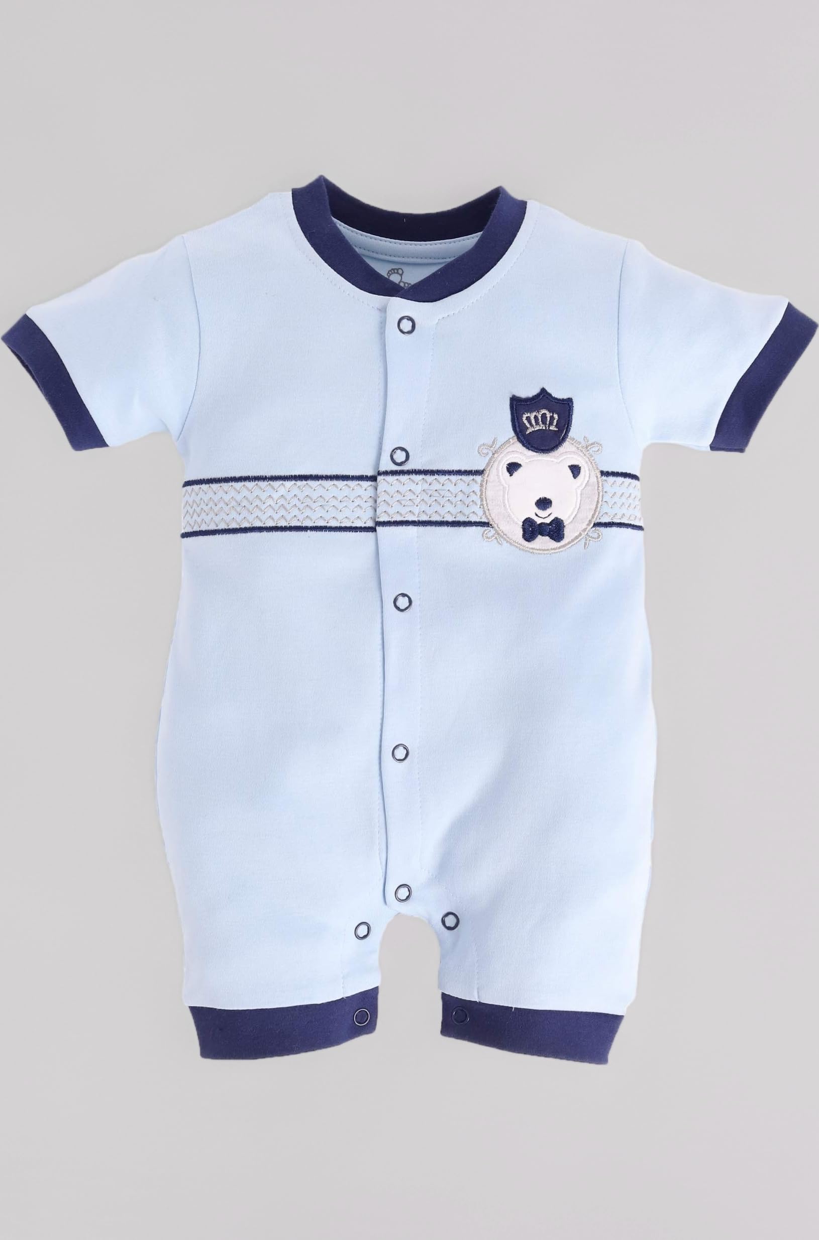 Baby Boys & Baby Girls Cotton Romper | Half Sleeve Polo Collar Jumpsuit | Newborn Infant Summer Outfit with Button Closure | Soft Breathable Playsuit | Stylish Print One Piece Dress