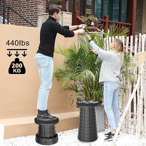 Miniatura 2 de ALEVMOOM Taburete plegable portátil mejorado con cojín, taburete telescópico con pintura, taburete plegable retráctil, capacidad resistente, 440