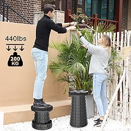 ALEVMOOM Upgraded Nylon Collapsible Stool with 500lbs Max Weight Portable Retractable Folding Telescoping Stools for Adults Chair for Outdoor Camping Fishing Hiking BBQ(Nylon Blue)