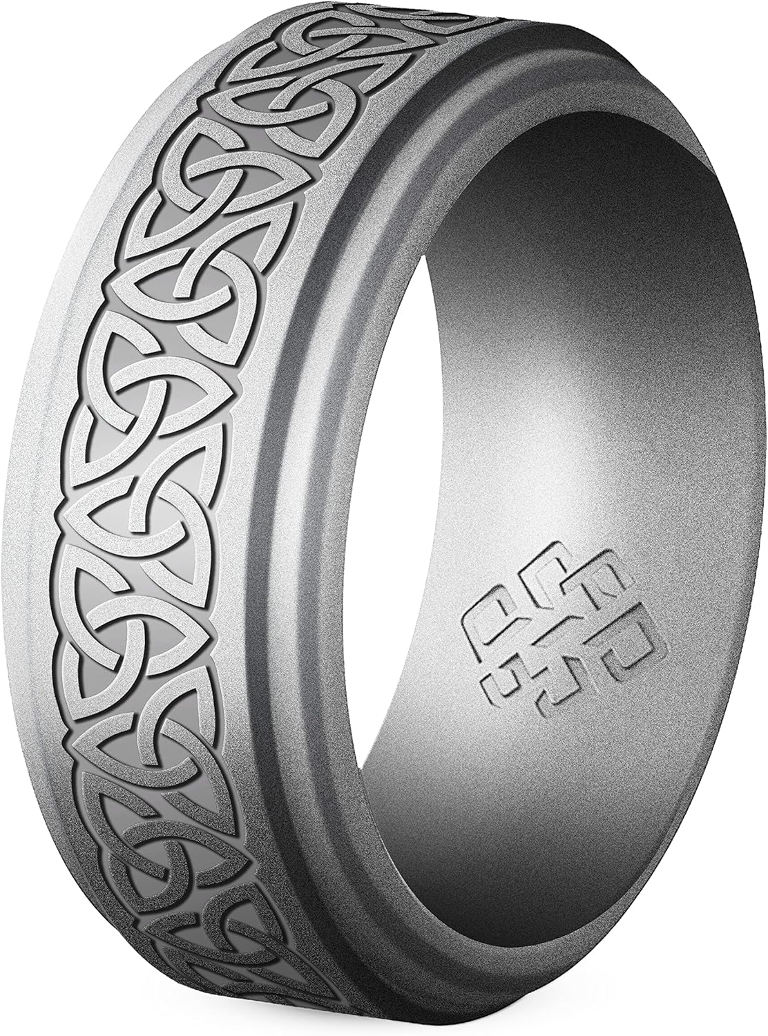 Knot Theory Silicone Ring for Men - Trinity, Claddagh, Celtic Engraving - 8mm Bandwidth Breathable Comfort Fit