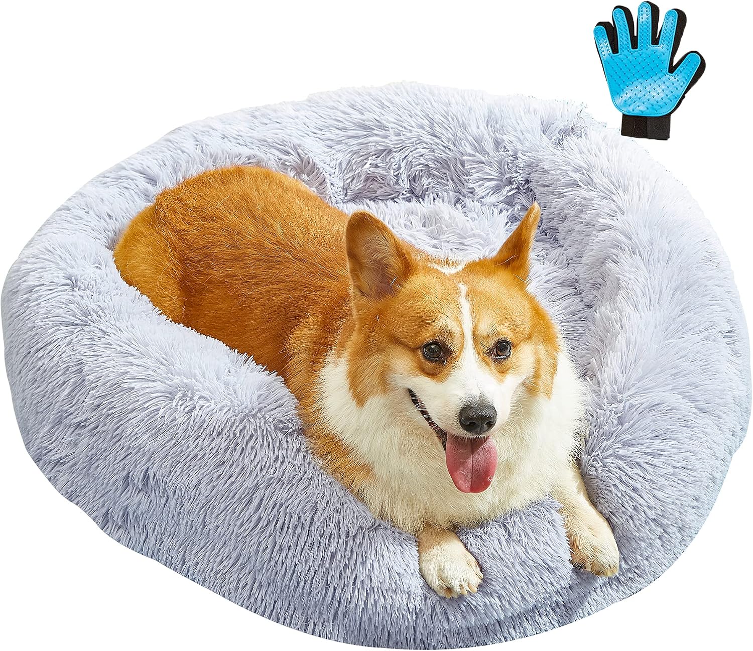 Dog Bed Cat Bed Donut, Akcmpet Faux Fur Pet Bed Calming Bed for for Large Medium Small Dogs and Cats (24"/28"/32") (Large(28''X 28''),…