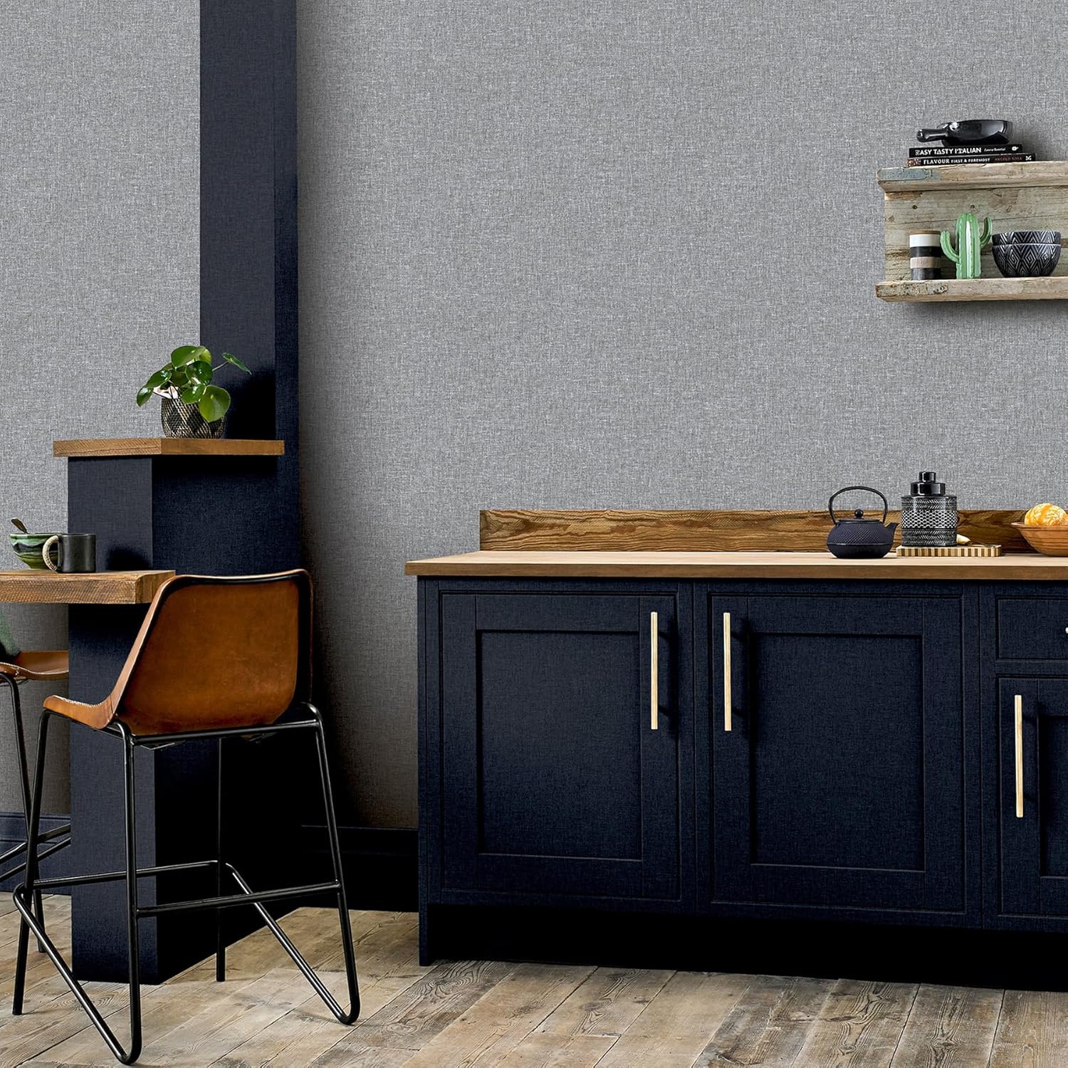 Arthouse Mid Grey Linen Textures Wallpaper 676007