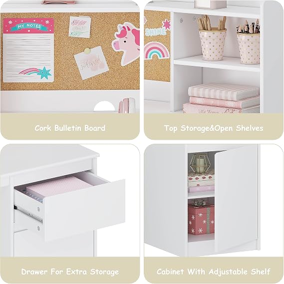 UTEX Kids Study Desk with Chair, Kids Desk and Chair Sets with Hutch for 5-12, Wooden Children Study Table, Student Writing Table Computer Workstation