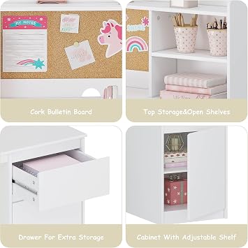 UTEX Kids Study Desk with Chair, Kids Desk and Chair Sets with Hutch for 5-12, Wooden Children Study Table, Student Writing Table Computer Workstation