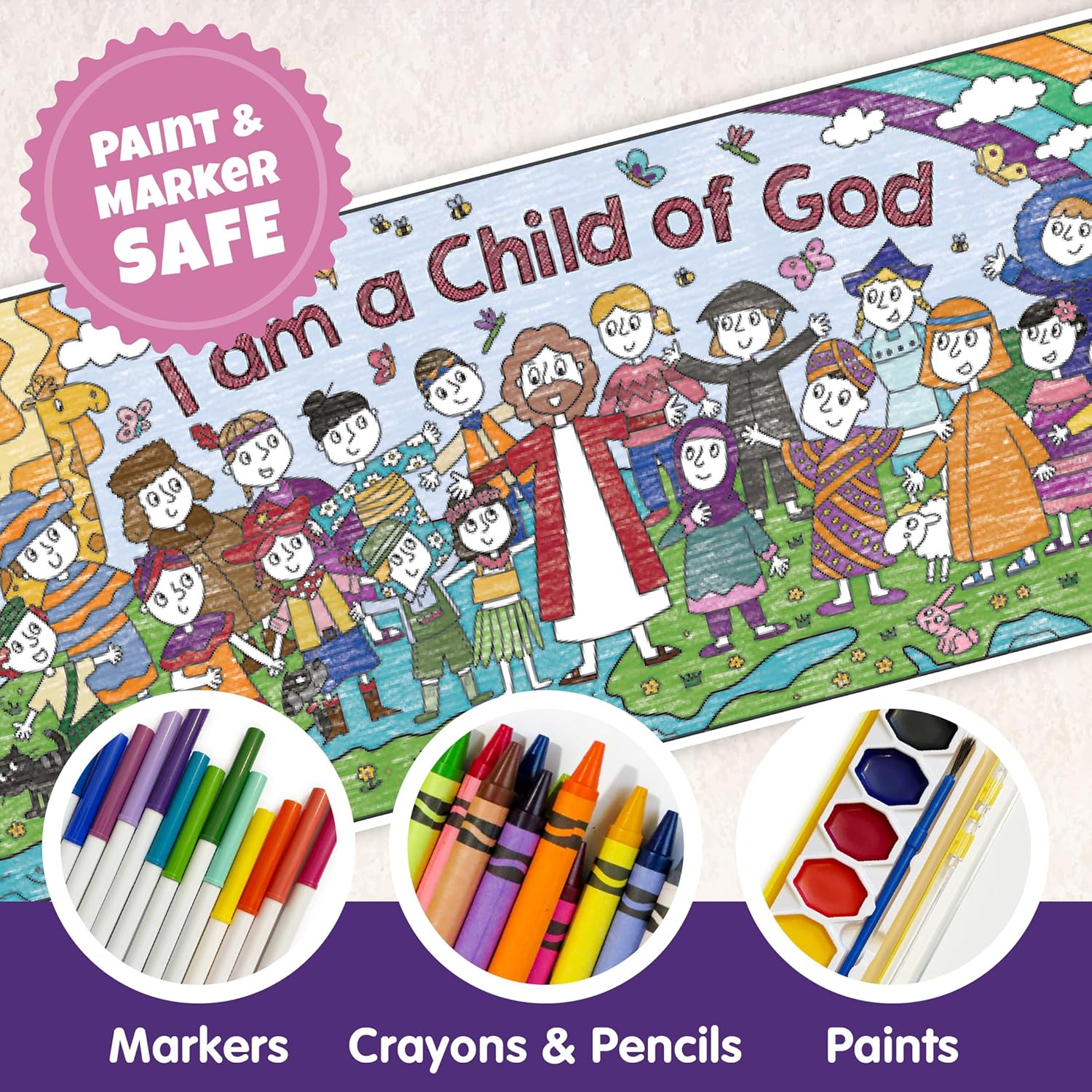 KangaToys Large Coloring Poster Ages 4 and Up I Am a Child of God Giant 30 x 72 Inch Rolled Perfect for Parties and Group Activities
