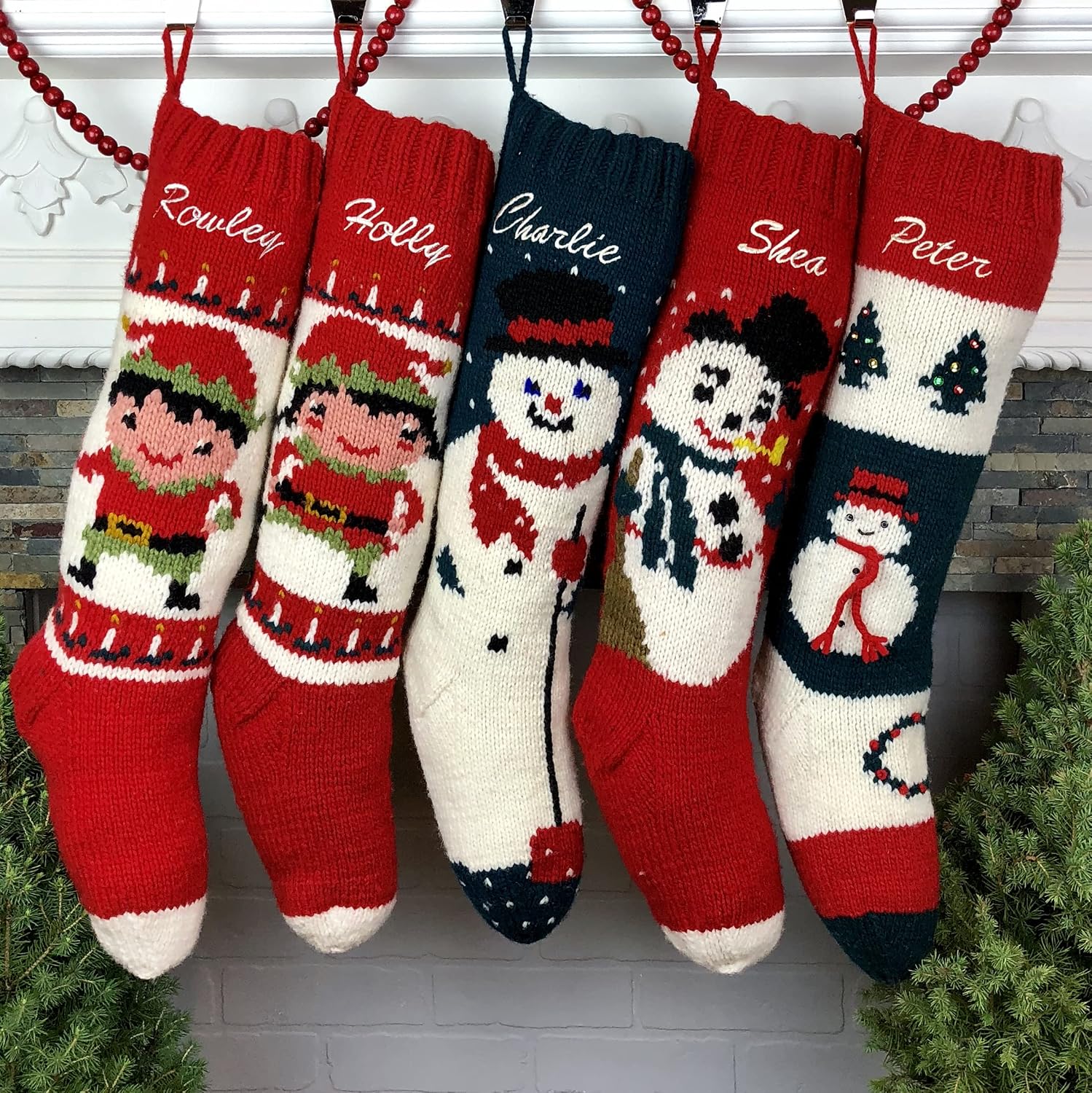 Christmas Stocking Personalized Hand Knit Frosty Snowman