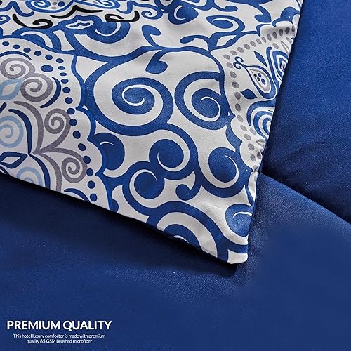 Miniatura 7 de LDC LUX DECOR COLLECTION Juego de edredón Queen Azteca Azul experimenta la comodidad con el edredón Queen  Juego de edredón de 5 piezas para todas