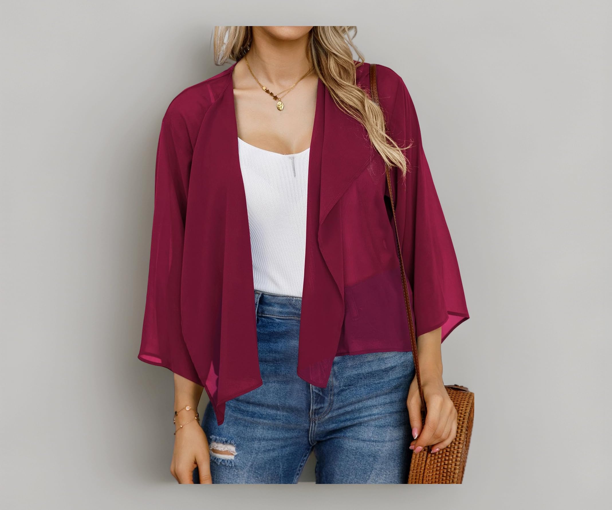 Kimonos for Women Summer Cardigan Chiffon Floral Cover up Loose Casual Top Blouse